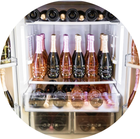 Bella Principessa Prosecco's stylish ceramic-painted bottles are perfect for upgrading your fridge's interior design.