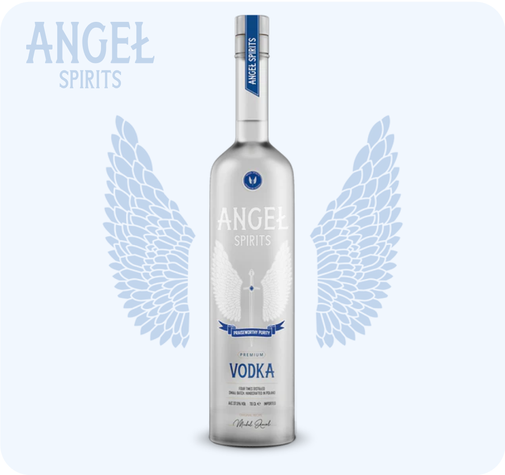 Bottle of Angel Spirits Blue Label Vodka, Premium Quality Vodka.