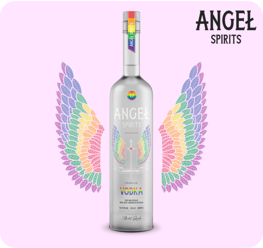 Bottle of Ultra-Premium Pride Edition Vodka, Six Times Distilled, Rainbow Label Limited Edition.