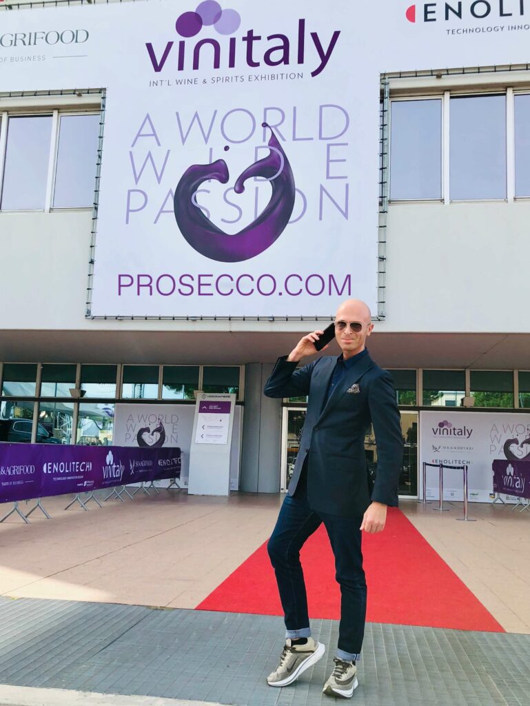 Michael Goldstein from Prosecco.com at Vinitaly in Verona, Italy - the world's largest wine and spirits exhibition.