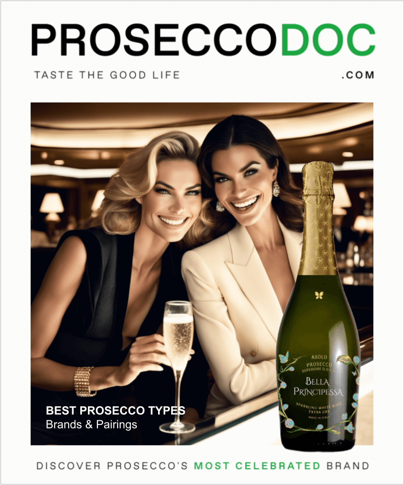 The Different Types of Prosecco Explained. Discover the differences between Prosecco DOC, Prosecco DOCG Superiore, and Conegliano Valdobbiadene Prosecco Types in this comprehensive guide.