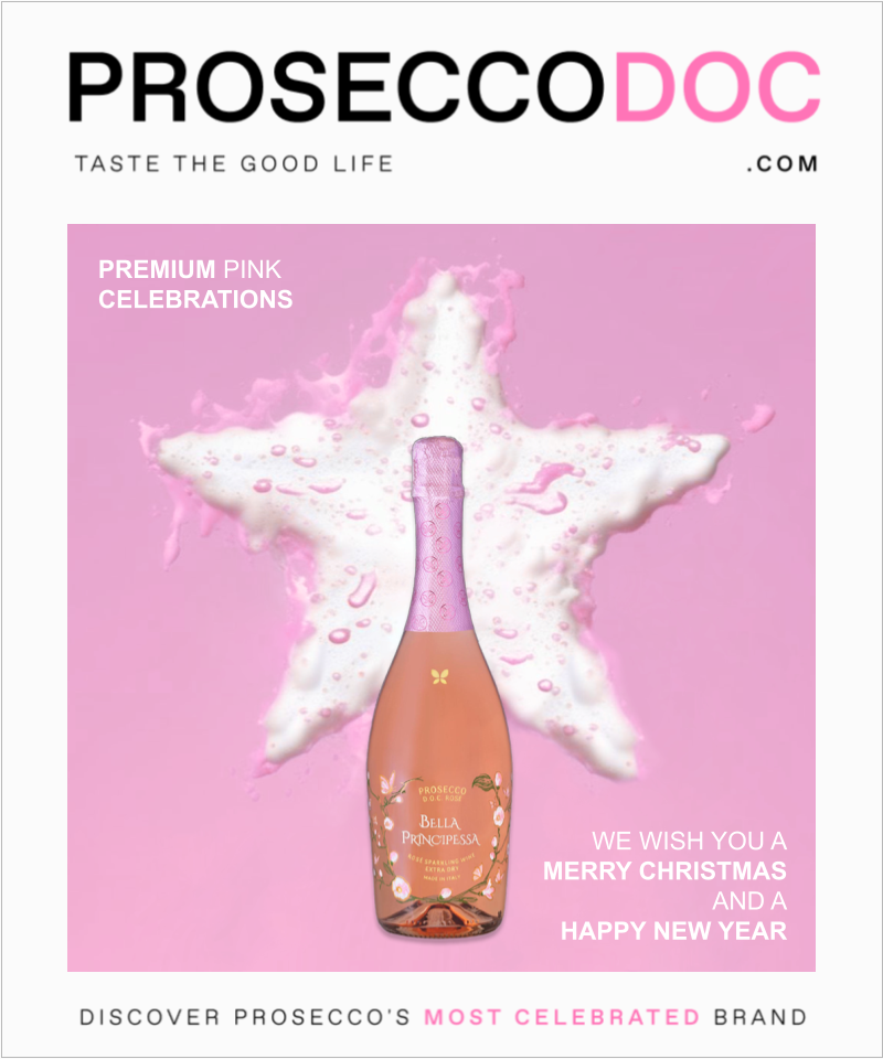 Savour the seasonal shimmer with "Christmas Prosecco" from Bella Principessa, an ideal salute to festive cheer and auspicious new starts.